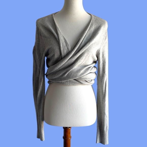 Michael Michael Kors taupe ribbed cashmere angora blend waterfall cardigan XL - Picture 7 of 16